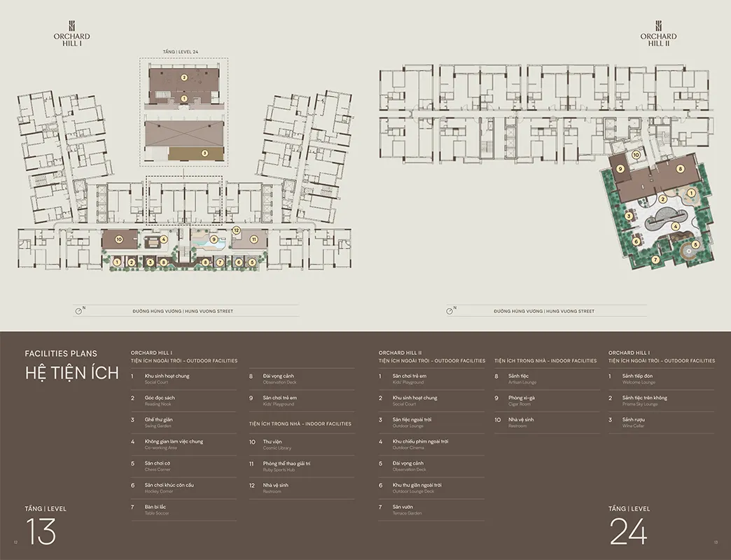Mặt bằng tiện ích tầng 13 và tầng 24 (E-brochure, trang 7)