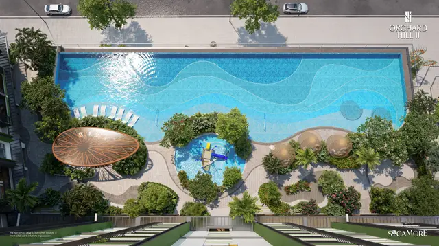 Vườn và hồ bơi tầng 5 Orchard Hill II